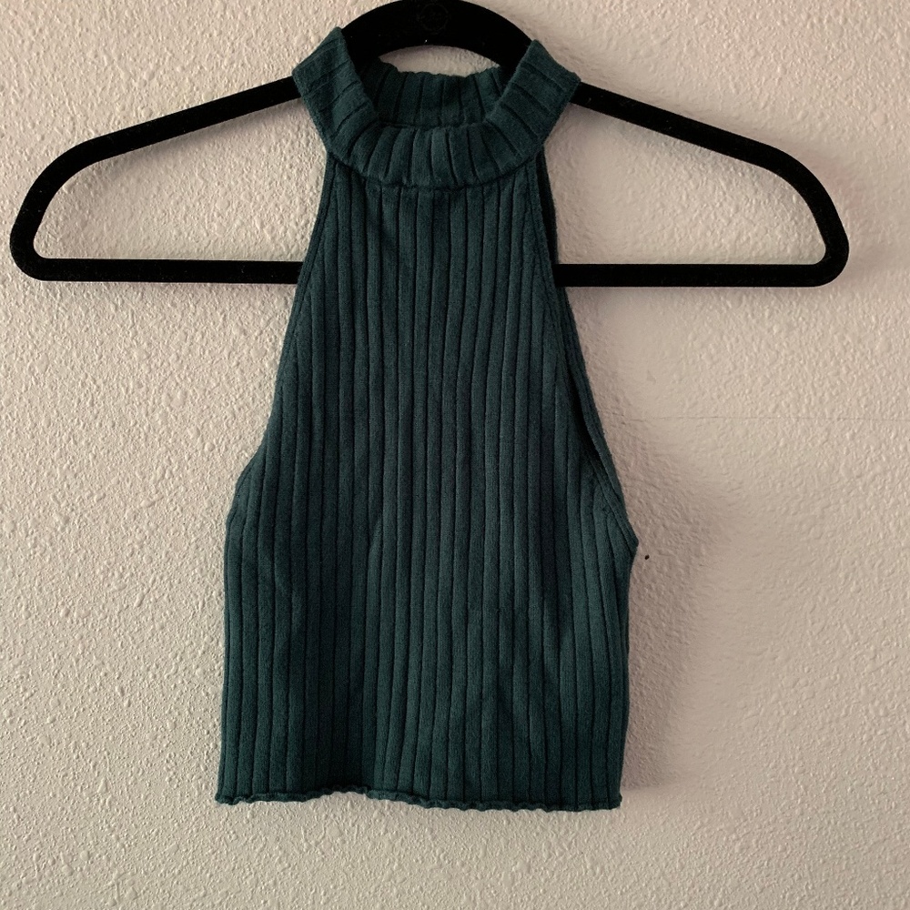 Forest Green Ribbed Crop Top